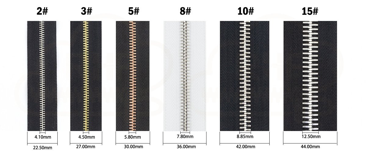 Metal zipper size Metal zipper size